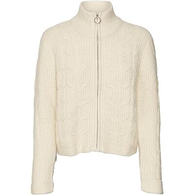 10290808-Birch Bestseller A/S VMADRIANA LS HIGHNCK Zip Kardigan GA Boo kurtka z dzianiny, brzoza, L, Birch, L 10290808-Birch Bestseller A/S VMADRIANA LS HIGHNCK Zip Kardigan GA Boo kurtka z dzianiny, brzoza, L, Birch, L