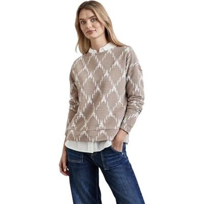 A322240 Street One Damska koszulka strukturalna ze wzorem w kratkę, Light Mocha beżowy, 46 A322240 Street One Damska koszulka strukturalna ze wzorem w kratkę, Light Mocha beżowy, 46