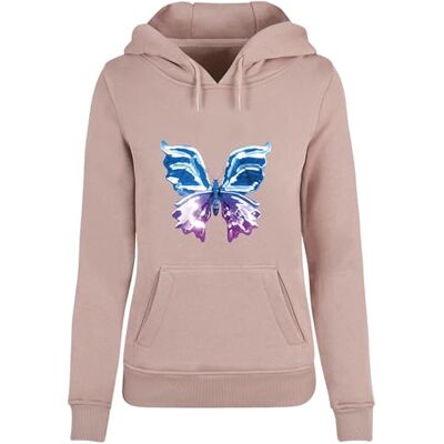 MST055 Miss Tee Damska bluza z kapturem Chromed Butterfly Hoody, luźna bluza z kapturem z nadrukiem z przodu, regularny krój, rozmiary XS 5XL, Duskrose, XL MST055 Miss Tee Damska bluza z kapturem Chromed Butterfly Hoody, luźna bluza z kapturem z nadrukiem z przodu, regularny krój, rozmiary XS 5XL, Duskrose, XL