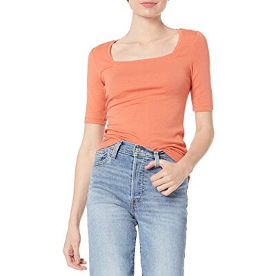 AEW30001SP21-CLYY-X-Small Amazon Essentials Women's Koszulka z kwadratowym dekoltem i półrękawem slim fit, Rdzawy pomarańczowy, XS AEW30001SP21-CLYY-X-Small Amazon Essentials Women's Koszulka z kwadratowym dekoltem i półrękawem slim fit, Rdzawy pomarańczowy, XS