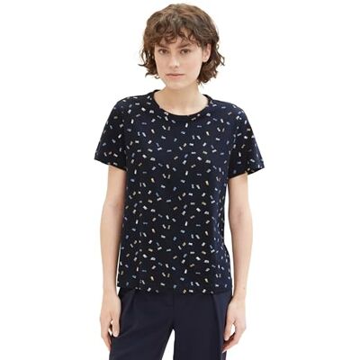 1040544 TOM TAILOR T-shirt damski, 34760 – granatowy, wielokolorowy, minimalny, XXS 1040544 TOM TAILOR T-shirt damski, 34760 – granatowy, wielokolorowy, minimalny, XXS