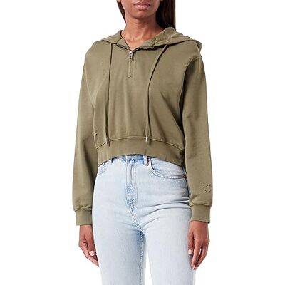 W3103 .000.22738G Replay Damska bluza z kapturem Cropped, 234 Dark Olive, XS W3103 .000.22738G Replay Damska bluza z kapturem Cropped, 234 Dark Olive, XS