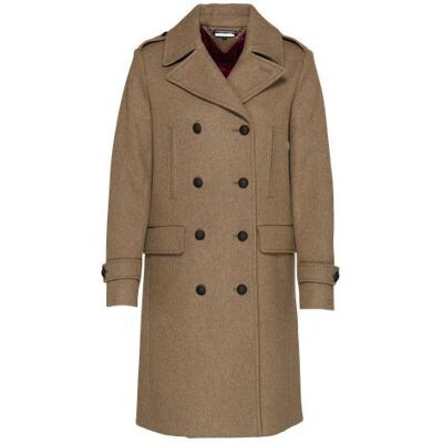 WW0WW01626-906 Tommy Hilfiger Damski płaszcz TATE LONG LENGTH WOOL COAT, beżowy (Shitake Htr 906), XS WW0WW01626-906 Tommy Hilfiger Damski płaszcz TATE LONG LENGTH WOOL COAT, beżowy (Shitake Htr 906), XS