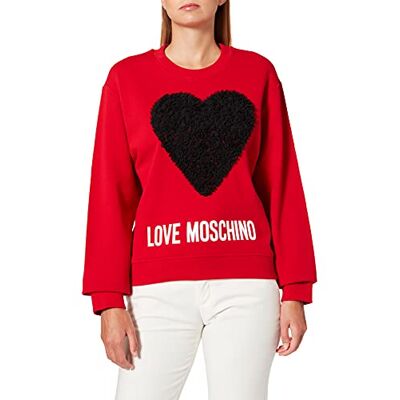 W 6 306 45 M 4055 Love Moschino Damska bluza z okrągłym dekoltem i długim rękawem Maxi Heart with Tiulle Ruffle Applique and Logo Print, O93+cuore Nero, 48 W 6 306 45 M 4055 Love Moschino Damska bluza z okrągłym dekoltem i długim rękawem Maxi Heart with Tiulle Ruffle Applique and Logo Print, O93+cuore Nero, 48