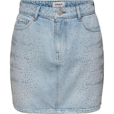 15344242-4720319 Onlstella Rhinestone Short Skirt DNM Azg, jasnoniebieski (light blue denim), XS 15344242-4720319 Onlstella Rhinestone Short Skirt DNM Azg, jasnoniebieski (light blue denim), XS