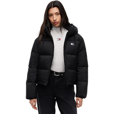 DW0DW21625BDSXS TOMMY JEANS Damska kurtka puchowa z kapturem TJW DW0DW21625, czarna, XS, czarny (czarny), XS DW0DW21625BDSXS TOMMY JEANS Damska kurtka puchowa z kapturem TJW DW0DW21625, czarna, XS, czarny (czarny), XS