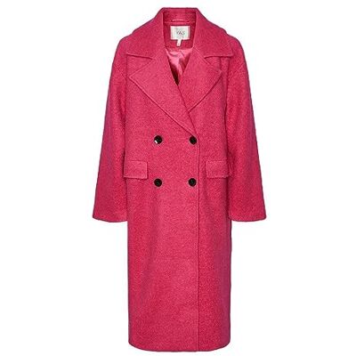26030712 YAS Damski płaszcz wełniany Yasmila Ls Wool Mix Coat S. Noos, fuksja, purpurowy, L 26030712 YAS Damski płaszcz wełniany Yasmila Ls Wool Mix Coat S. Noos, fuksja, purpurowy, L