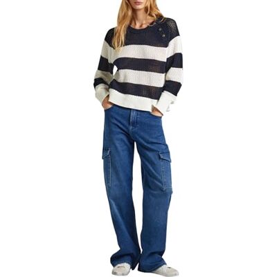 PL204695 Pepe Jeans Damskie luźne dżinsy Uhw Utility, niebieskie (denim), 24W / 32L, Niebieski (denim), 24W / 32L PL204695 Pepe Jeans Damskie luźne dżinsy Uhw Utility, niebieskie (denim), 24W / 32L, Niebieski (denim), 24W / 32L