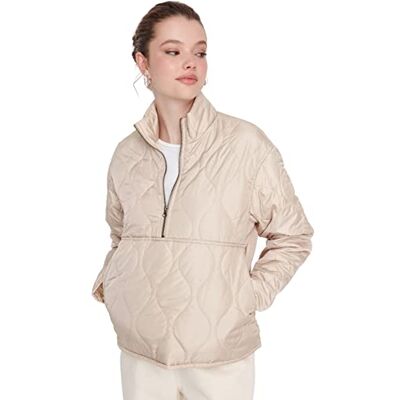 TWOAW23MO00221 Trendyol Damska bluza z kapturem, jednokolorowa, oversize, kurtka zimowa, beżowa, M, BEŻOWY TWOAW23MO00221 Trendyol Damska bluza z kapturem, jednokolorowa, oversize, kurtka zimowa, beżowa, M, BEŻOWY