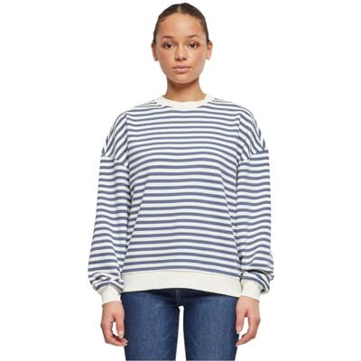 TB6135 Urban Classics Damska bluza damska oversized striped crewneck, bia?y piasek/niebieski vintage, XL TB6135 Urban Classics Damska bluza damska oversized striped crewneck, bia?y piasek/niebieski vintage, XL
