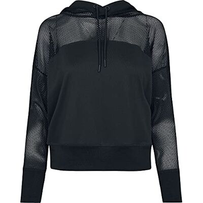 TB2027-00007 Urban Classics Damska bluza z kapturem z siateczki, czarny, XS TB2027-00007 Urban Classics Damska bluza z kapturem z siateczki, czarny, XS