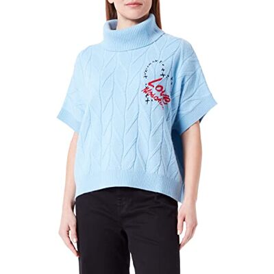 W S D32 11 X 1441 Love Moschino Damski sweter oversize fit turtleneck Whit Heart and Logo Embroidery O sweter, jasnoniebieski, 40 W S D32 11 X 1441 Love Moschino Damski sweter oversize fit turtleneck Whit Heart and Logo Embroidery O sweter, jasnoniebieski, 40