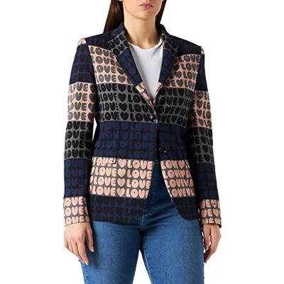 W I 798 80 S 3691 Love Moschino Damska marynarka ze stretchu, teksturowana tkanina z mieszanki wiskozy, wzór Allover Love, Var.pink-navy, 38 W I 798 80 S 3691 Love Moschino Damska marynarka ze stretchu, teksturowana tkanina z mieszanki wiskozy, wzór Allover Love, Var.pink-navy, 38