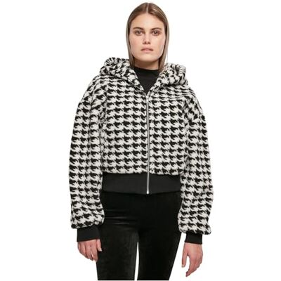 TB5079 Urban Classics Damska kurtka oversized AOP Sherpa, stylowa kurtka damska oversize, dostępna w dwóch kolorach, rozmiarach XS-5XL, blackhoundstooth, 5XL TB5079 Urban Classics Damska kurtka oversized AOP Sherpa, stylowa kurtka damska oversize, dostępna w dwóch kolorach, rozmiarach XS-5XL, blackhoundstooth, 5XL