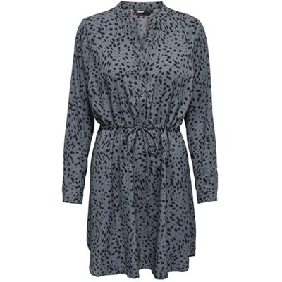 15200543 ONLY Damska bluzka Onlcory L/S z dekoltem w serek WVN Noos, Niebieski indygo/Aop:black Leo, XXS 15200543 ONLY Damska bluzka Onlcory L/S z dekoltem w serek WVN Noos, Niebieski indygo/Aop:black Leo, XXS