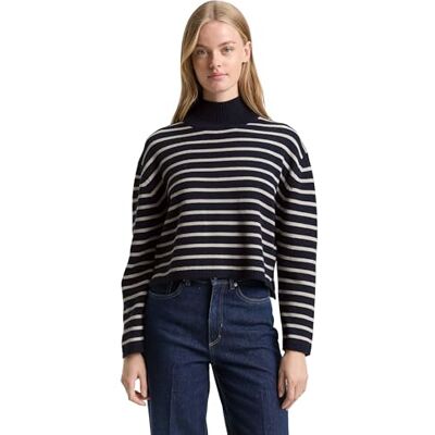 1049095 TOM TAILOR Denim Sweter damski, 39182 Navy Cloud Grey Stripe, L 1049095 TOM TAILOR Denim Sweter damski, 39182 Navy Cloud Grey Stripe, L