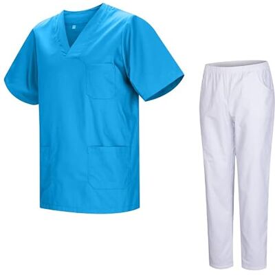 Blanco MISEMIYA Mundur sanitarny Unisex medyczne mundury sanitarne z ekranem Biały 817-8312 Blanco MISEMIYA Mundur sanitarny Unisex medyczne mundury sanitarne z ekranem Biały 817-8312