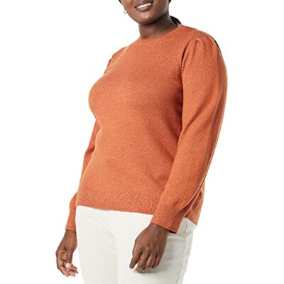 AEW30061F21-Cbrwn-XX-Large Amazon Essentials Women's Miękki w dotyku sweter z plisowaniem na ramionach i okrągłym dekoltem, Karmelowy, XXL AEW30061F21-Cbrwn-XX-Large Amazon Essentials Women's Miękki w dotyku sweter z plisowaniem na ramionach i okrągłym dekoltem, Karmelowy, XXL