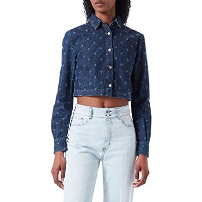 W C E33 00 T 477A Love Moschino Damska koszulka z długim rękawem z odsłoniętymi ramionami, ciemnoniebieska, rozmiar 44, niebieski (Dark Blue Denim), 44 W C E33 00 T 477A Love Moschino Damska koszulka z długim rękawem z odsłoniętymi ramionami, ciemnoniebieska, rozmiar 44, niebieski (Dark Blue Denim), 44