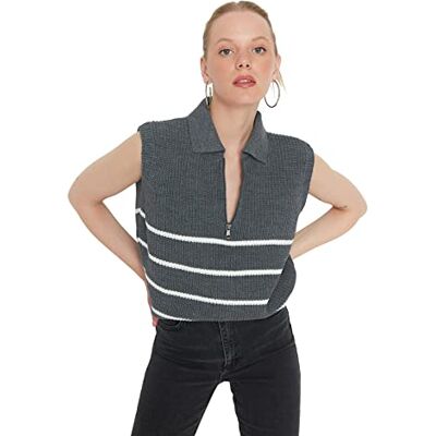 8683047021768 TRENDYOL Damski suwak w paski, antracytowy, L, antracytowy, L 8683047021768 TRENDYOL Damski suwak w paski, antracytowy, L, antracytowy, L