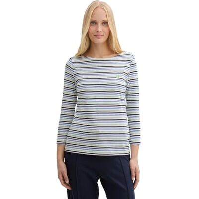 1045535 TOM TAILOR Koszulka damska, 37371 niebieski zielony regularny pasek, S 1045535 TOM TAILOR Koszulka damska, 37371 niebieski zielony regularny pasek, S