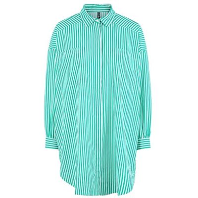 17128638 PIECES Damska koszulka PCFILLU LS oversized D2D, bluzka, jasny biały/paski: Simply Green, S 17128638 PIECES Damska koszulka PCFILLU LS oversized D2D, bluzka, jasny biały/paski: Simply Green, S