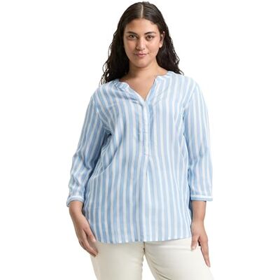 1024917 TOM TAILOR Damski bluzka w paski , 29238 Bleu White Stripe, 54 Duże rozmiary 1024917 TOM TAILOR Damski bluzka w paski , 29238 Bleu White Stripe, 54 Duże rozmiary