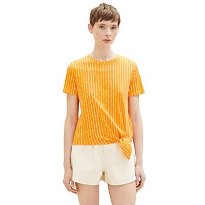 1037245 TOM TAILOR Denim Damska letnia koszulka z węzłami, 31713 Mango Batik Vichy Print, S 1037245 TOM TAILOR Denim Damska letnia koszulka z węzłami, 31713 Mango Batik Vichy Print, S