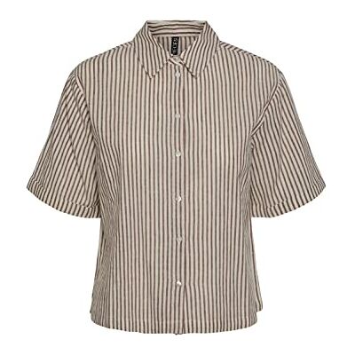 17139717 PIECES Phlna SS Shirt BC Koszula damska, Czekolada Fondant/Stripes:paski, XS 17139717 PIECES Phlna SS Shirt BC Koszula damska, Czekolada Fondant/Stripes:paski, XS