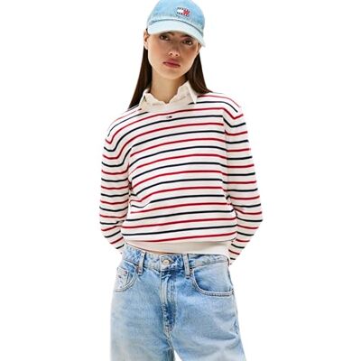 DW0DW201590FG5XL Tommy Jeans Damski sweter TJW Essential Crew EXT DW0DW20159 Sweter, biały (biały/czerwony/granatowy pasek), 5XL, Biały (biały/czerwony/granatowy pasek), 5XL duże Rozmiary DW0DW201590FG5XL Tommy Jeans Damski sweter TJW Essential Crew EXT DW0DW20159 Sweter, biały (biały/czerwony/granatowy pasek), 5XL, Biały (biały/czerwony/granatowy pasek), 5XL duże Rozmiary