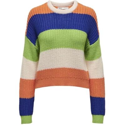 15311633 ONLY Onlnikka Ls Stripe O-Neck Cc KNT sweter damski, Birch/Stripes:orange C/Surf The Web/Jasmine Green, XL 15311633 ONLY Onlnikka Ls Stripe O-Neck Cc KNT sweter damski, Birch/Stripes:orange C/Surf The Web/Jasmine Green, XL