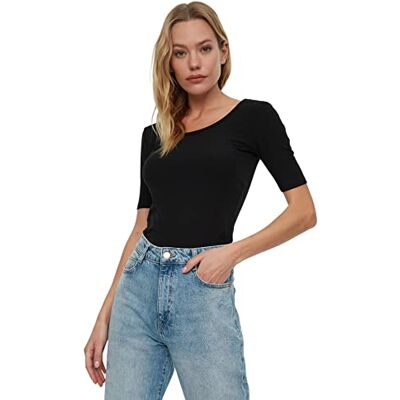TWOSS20BZ0191 Trendyol Wry Knitted Blouse Koszula damska, czarna, S, Czarny, S TWOSS20BZ0191 Trendyol Wry Knitted Blouse Koszula damska, czarna, S, Czarny, S