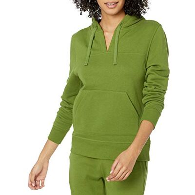 AEW30005SP21-Green-X-Large Amazon Essentials Damska bluza z kapturem o klasycznym kroju z długim rękawem i dekoltem w serek, zielona, XL AEW30005SP21-Green-X-Large Amazon Essentials Damska bluza z kapturem o klasycznym kroju z długim rękawem i dekoltem w serek, zielona, XL