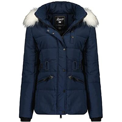 WU5041F/GNO Geographical Norway Chester Lady Parka Długa gruba ciepła damska jesienno-zimowa cienki płaszcz ze sztucznego futra z kapturem kurtka wiatrówka elegancka kurtka damska (granatowa XL), granatowy, WU5041F/GNO Geographical Norway Chester Lady Parka Długa gruba ciepła damska jesienno-zimowa cienki płaszcz ze sztucznego futra z kapturem kurtka wiatrówka elegancka kurtka damska (granatowa XL), granatowy,