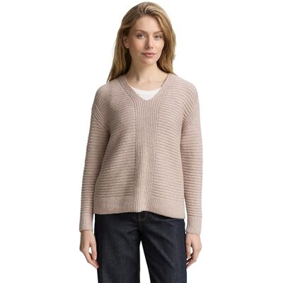 1044617 TOM TAILOR Sweter damski, 38330 Soft Taupe Melange, XL 1044617 TOM TAILOR Sweter damski, 38330 Soft Taupe Melange, XL