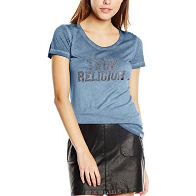 W16ST13B9G-4143 True Religion Damska koszulka Crew, Niebieski (Indigo Blue 4143), M W16ST13B9G-4143 True Religion Damska koszulka Crew, Niebieski (Indigo Blue 4143), M
