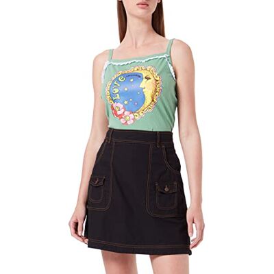 W G F19 01 S 3778 Love Moschino Fancy Cotton-Linen Mieszanka z Embroidery i małymi naszywkami Spódnica, czarna, 44 kobiety, czarny, 44 W G F19 01 S 3778 Love Moschino Fancy Cotton-Linen Mieszanka z Embroidery i małymi naszywkami Spódnica, czarna, 44 kobiety, czarny, 44