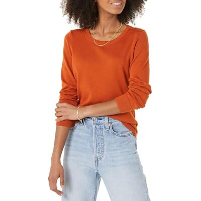 WAE35006FL18-Rbrwn-XX-Large Amazon Essentials Damski lekki sweter z długim rękawem i okrągłym dekoltem (dostępny w dużych rozmiarach), rdzawy, XXL WAE35006FL18-Rbrwn-XX-Large Amazon Essentials Damski lekki sweter z długim rękawem i okrągłym dekoltem (dostępny w dużych rozmiarach), rdzawy, XXL