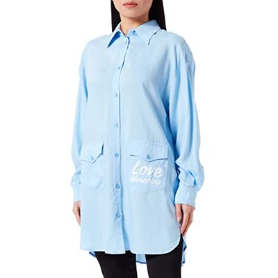 W C E59 01 T 437A Love Moschino Damska koszulka z długim rękawem z nadrukiem Love Print, jasnoniebieska, 48 W C E59 01 T 437A Love Moschino Damska koszulka z długim rękawem z nadrukiem Love Print, jasnoniebieska, 48
