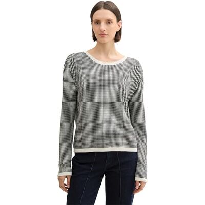1044104 TOM TAILOR Sweter damski, 36994 wzór czarno-białej bubble knit, 3XL 1044104 TOM TAILOR Sweter damski, 36994 wzór czarno-białej bubble knit, 3XL