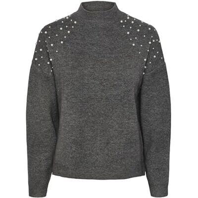 17144528 PIECES Damski sweter Pcpearla Ls Knit Bc, Magnes/szczegóły: melanż, S 17144528 PIECES Damski sweter Pcpearla Ls Knit Bc, Magnes/szczegóły: melanż, S