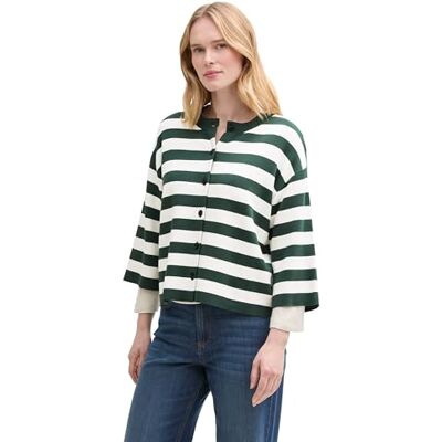 1045480 TOM TAILOR Damski kardigan z dzianiny, 37738 Green Offwhite Block Stripe, L 1045480 TOM TAILOR Damski kardigan z dzianiny, 37738 Green Offwhite Block Stripe, L