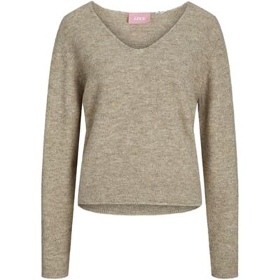 12261549 JACK & JONES Jxevi sweter damski z dzianiny z dekoltem w serek, peyote, XS 12261549 JACK & JONES Jxevi sweter damski z dzianiny z dekoltem w serek, peyote, XS