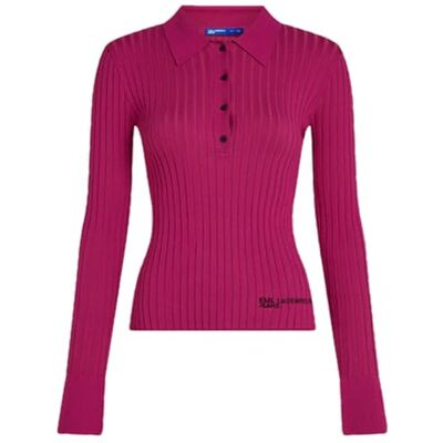 B1W18026 Karl Lagerfeld Jeans, Women's Long Sleeve Dziane Polo, Very Berry, XL, Rosa, XL B1W18026 Karl Lagerfeld Jeans, Women's Long Sleeve Dziane Polo, Very Berry, XL, Rosa, XL