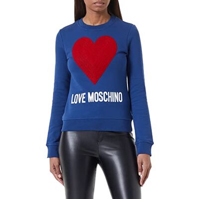 W 6 484 02 E 2388 Love Moschino Slim fit okrągły dekolt z długim rękawem z sercem maxi, z sekwencjami flock i logo z nadrukiem wody Koszulka dresowa damska, niebieski, 44 W 6 484 02 E 2388 Love Moschino Slim fit okrągły dekolt z długim rękawem z sercem maxi, z sekwencjami flock i logo z nadrukiem wody Koszulka dresowa damska, niebieski, 44