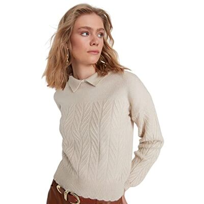TWOAW22KZ1620 Trendyol Sweter zielony oversize, Szary, S TWOAW22KZ1620 Trendyol Sweter zielony oversize, Szary, S