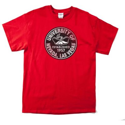LG NCAA UNLV Rebels 100-procent wstępnie skurczony vintage koło koszulka z krótkim rękawem LG NCAA UNLV Rebels 100-procent wstępnie skurczony vintage koło koszulka z krótkim rękawem