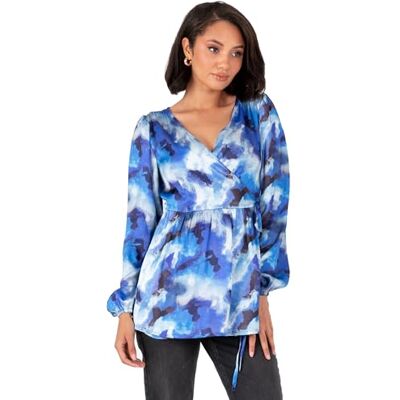 PL9-0508 Lovedrobe Damska bluzka zawijana bluzka damska dekolt w serek długie rękawy balonowe peplum smart casual odzież biurowa wieczorowa impreza okazja, niebieski 26, NIEBIESKI, 52 PL9-0508 Lovedrobe Damska bluzka zawijana bluzka damska dekolt w serek długie rękawy balonowe peplum smart casual odzież biurowa wieczorowa impreza okazja, niebieski 26, NIEBIESKI, 52