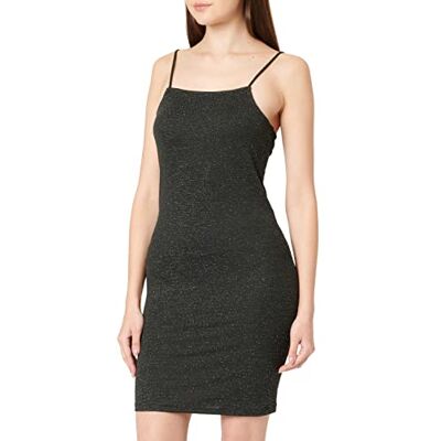 10277067 VERO MODA Damska sukienka Vmkanna Singlet Mini JRS, Czarny/szczegóły: srebrny lurex, S 10277067 VERO MODA Damska sukienka Vmkanna Singlet Mini JRS, Czarny/szczegóły: srebrny lurex, S