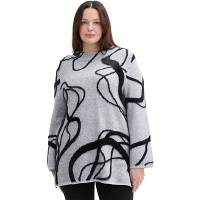 1045913 TOM TAILOR Plussize sweter damski, 37086 szary geometryczny wzór dzianiny, 44 1045913 TOM TAILOR Plussize sweter damski, 37086 szary geometryczny wzór dzianiny, 44